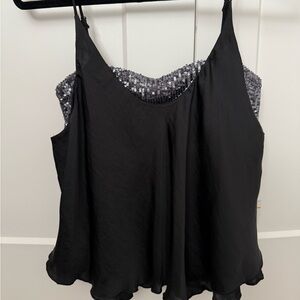 Free People Turn it on black sequin cami